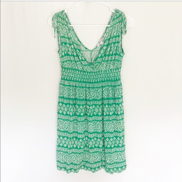 GREEN TRIBAL PRINT DRESS - Picture 3 of 5